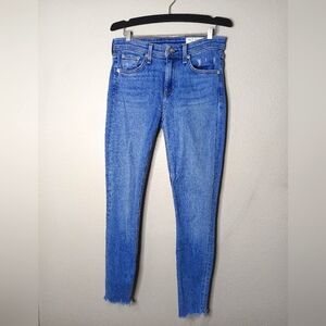 Rag & Bone Cate Mid rise ankle skinny Raw hem Blue Denim